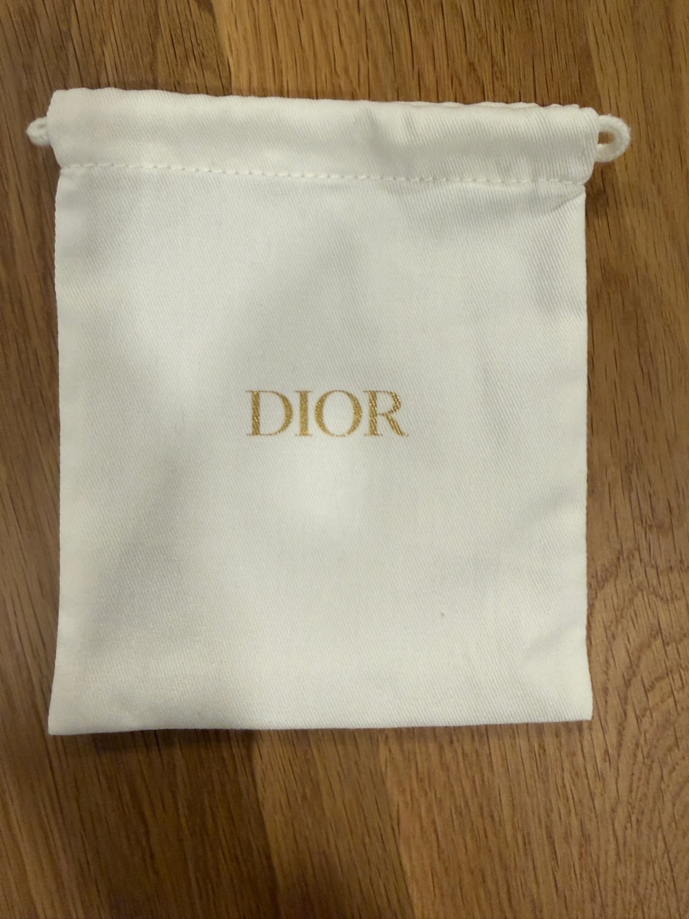 Small White Dior Drawstring Pouch